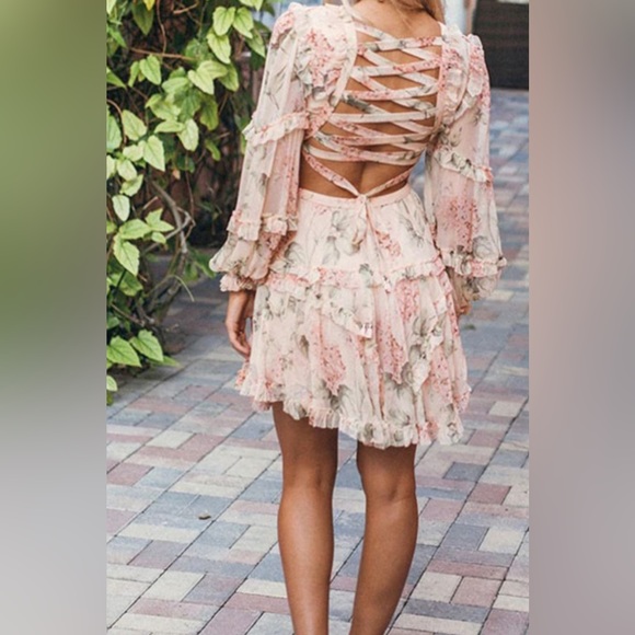 Chiffon Spaghetti Strap Cross Backless
Dress - Picture 2 of 5